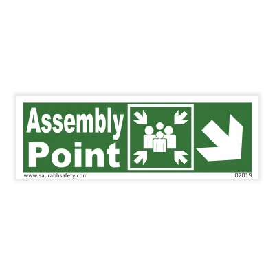 Assembly Point Sign Down Right Arrow