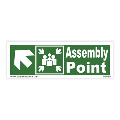 Assembly Point Sign Left Up Arrow