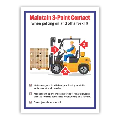 Maintain 3-point contact forklift