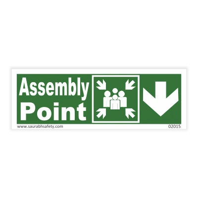 Assembly Point Sign Down Arrow